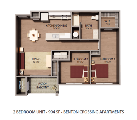 a floor plan for a 2 bedroom unit with a bathroom and a balcony